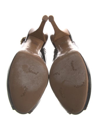 Louis Vuitton Damier Ebene Pattern Patent Leather Slingback Pumps