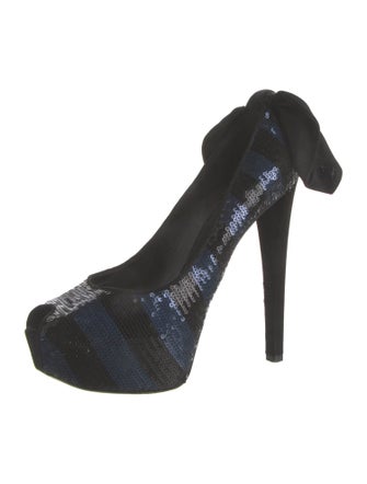 Louis Vuitton Suede Crystal Embellishments D'Orsay Pumps