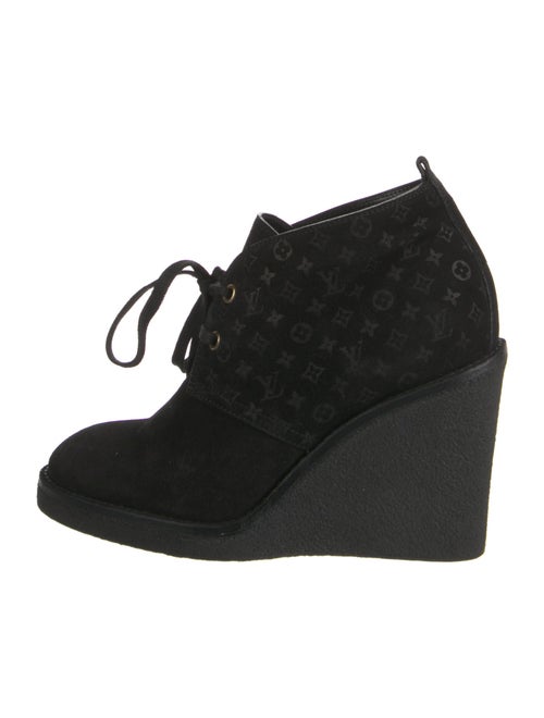 Louis Vuitton Monogram Pattern Suede Lace-Up Boots