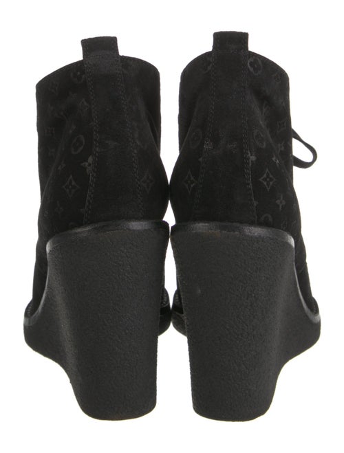Louis Vuitton Monogram Pattern Suede Lace-Up Boots