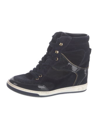 Louis Vuitton Monogram Pattern Suede Wedge Sneakers