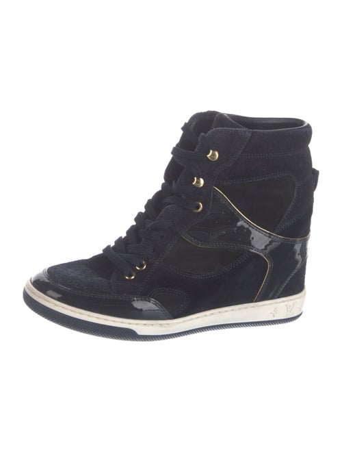 Louis Vuitton Monogram Pattern Suede Wedge Sneakers