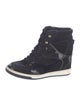 Louis Vuitton Monogram Pattern Suede Wedge Sneakers