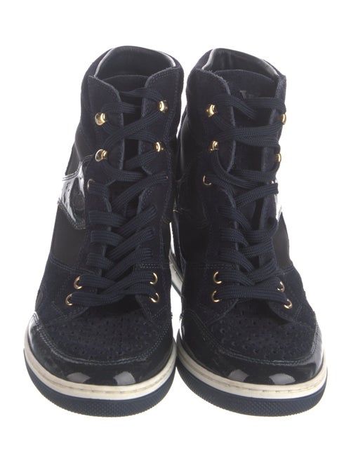 Louis Vuitton Monogram Pattern Suede Wedge Sneakers