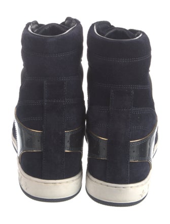 Louis Vuitton Monogram Pattern Suede Wedge Sneakers