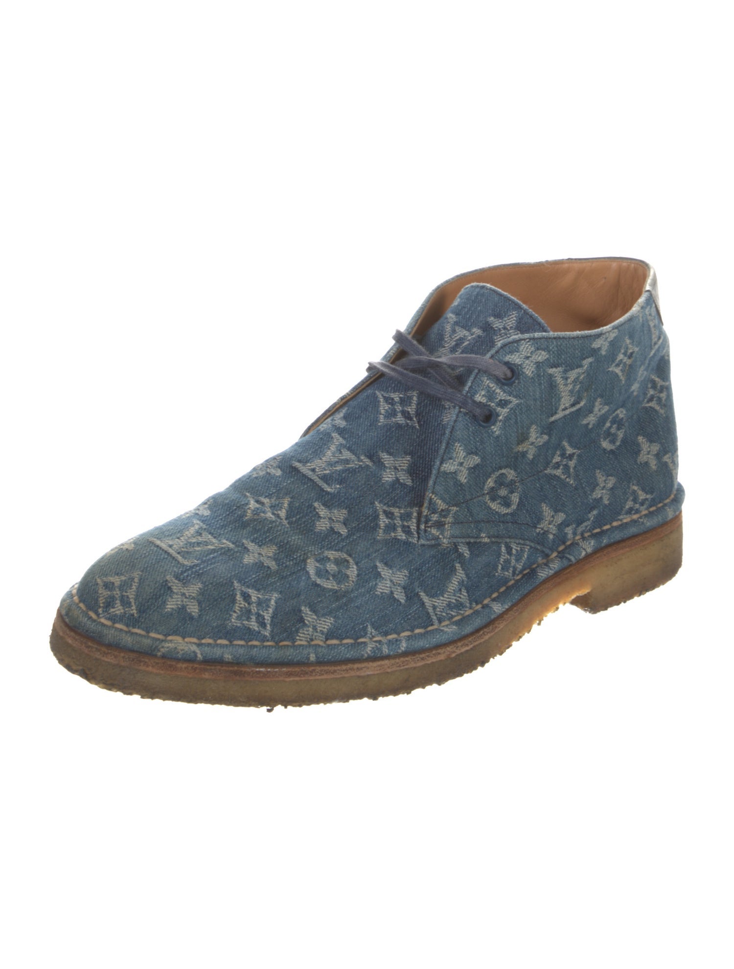 Louis Vuitton LV Monogram Denim Lace-Up Boots