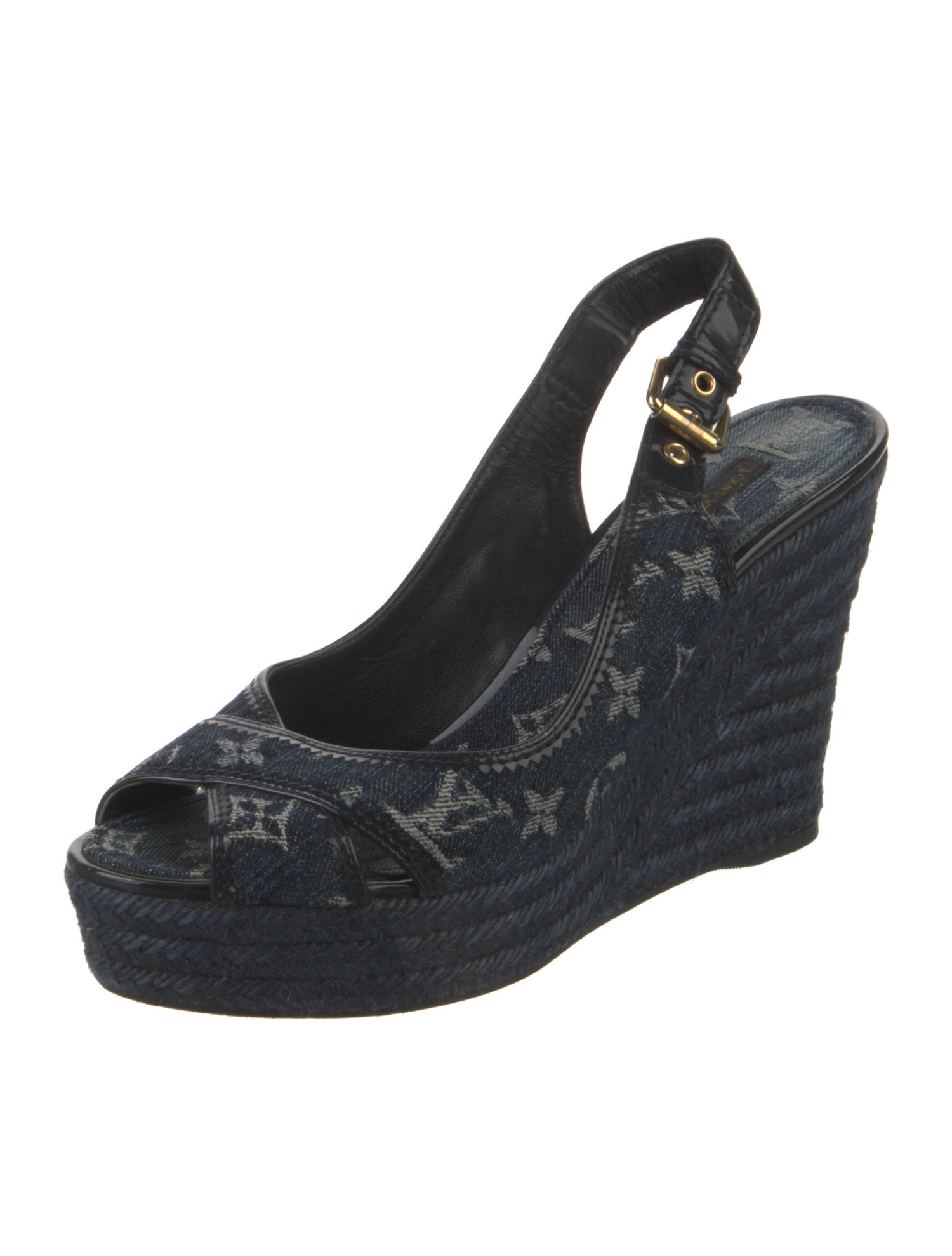 Louis Vuitton Denim Printed Slingback Sandals