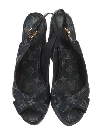 Louis Vuitton Denim Printed Slingback Sandals