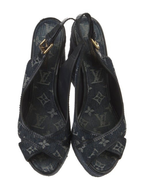Louis Vuitton Denim Printed Slingback Sandals