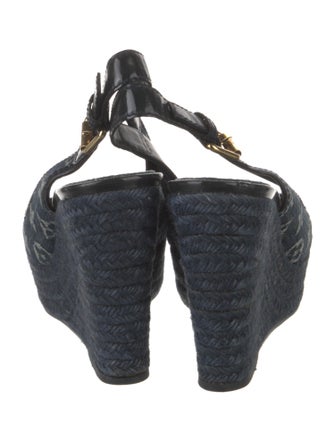 Louis Vuitton Denim Printed Slingback Sandals