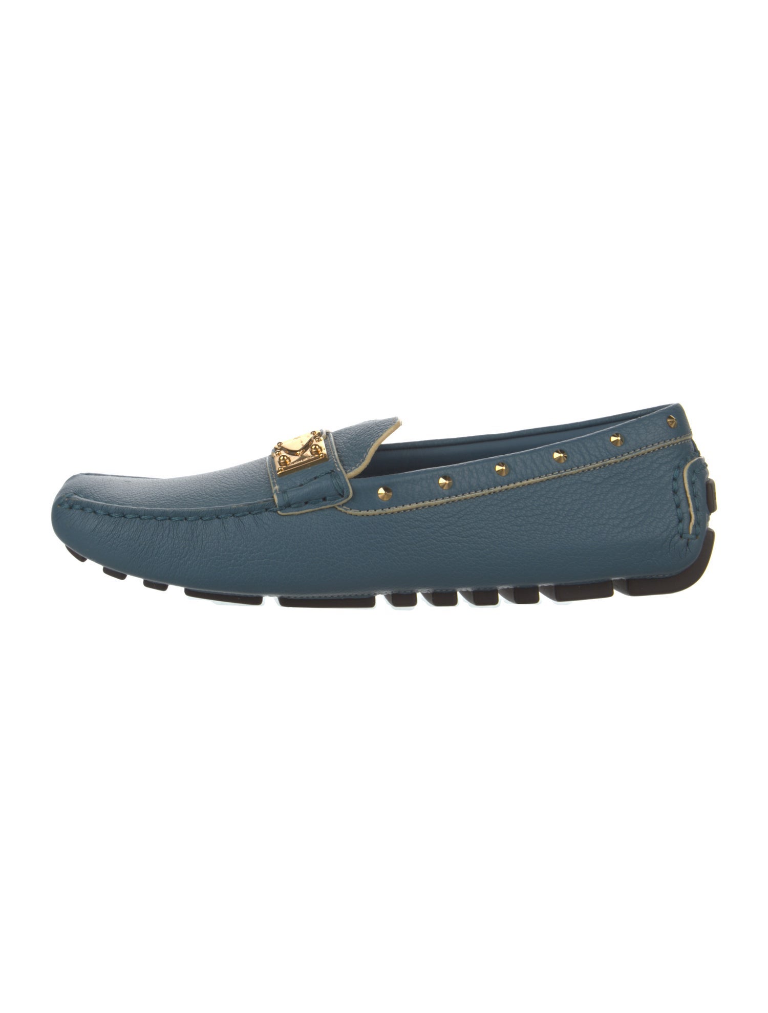 Louis Vuitton Leather Studded Accents Loafers