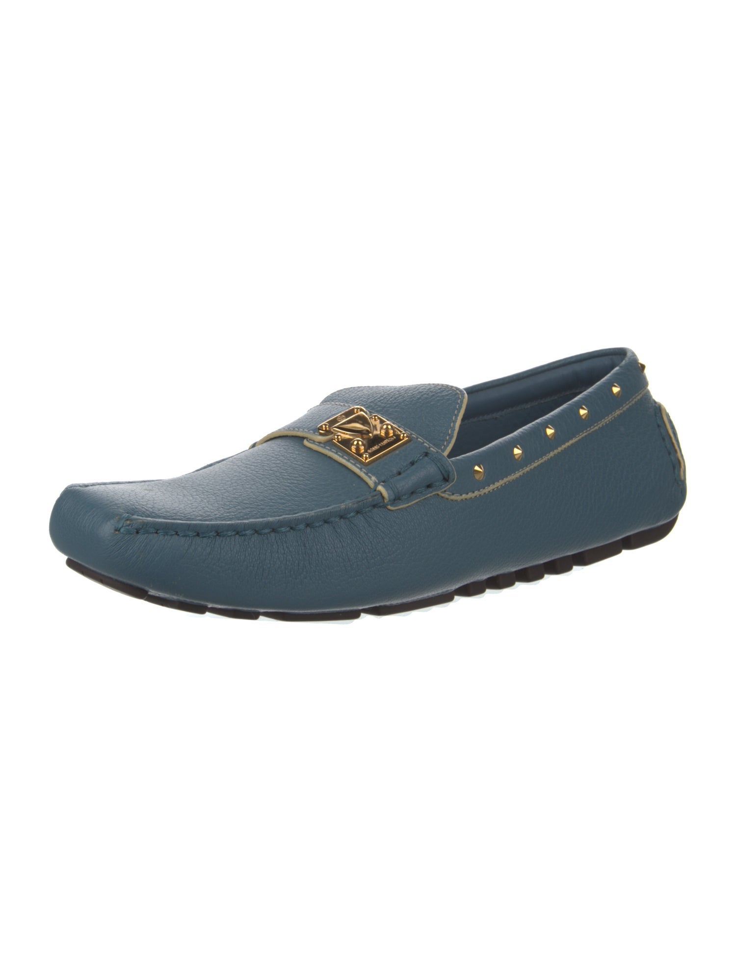 Louis Vuitton Leather Studded Accents Loafers