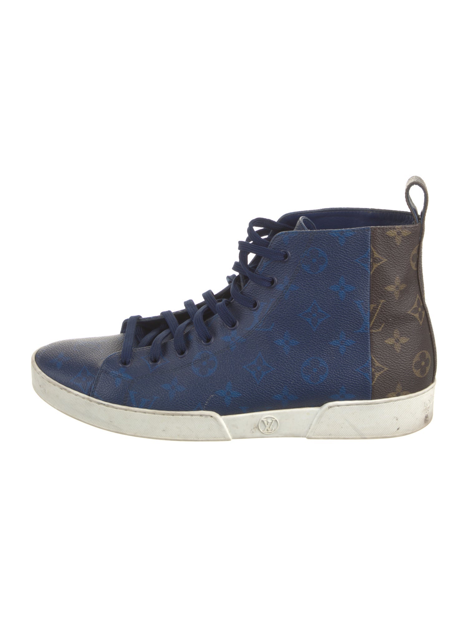 Louis Vuitton Leather Colorblock Pattern Sneakers - Blue