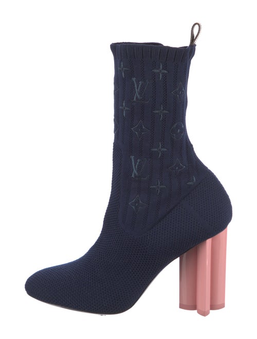 Louis Vuitton LV Monogram Embroidered Accent Sock Boots