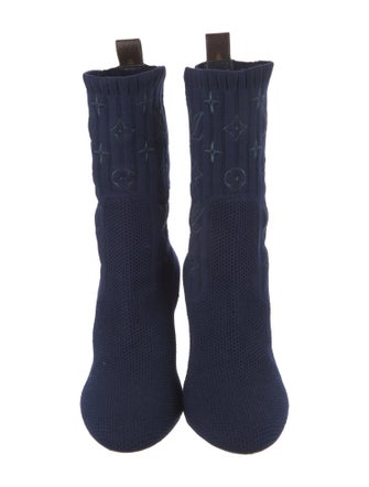 Louis Vuitton LV Monogram Embroidered Accent Sock Boots