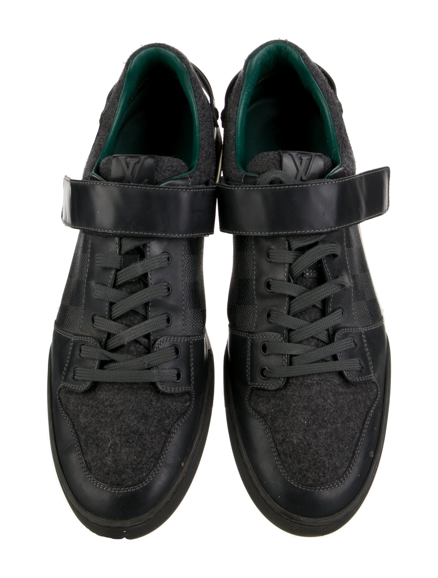 Louis Vuitton Damier Ebene Pattern Leather Trim Embellishment Sneakers