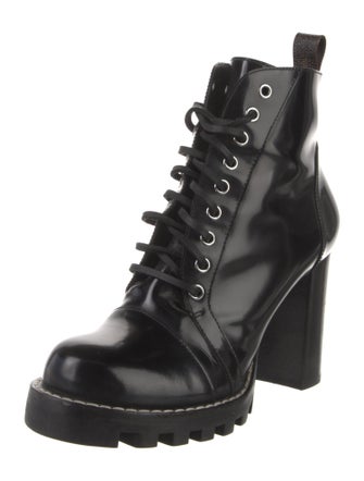 Louis Vuitton LV Monogram Patent Leather Lace-Up Boots