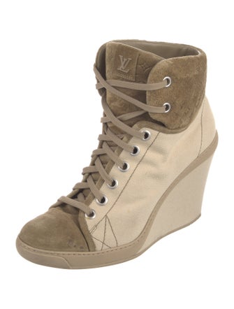 Louis Vuitton LV Monogram Canvas Lace-Up Boots