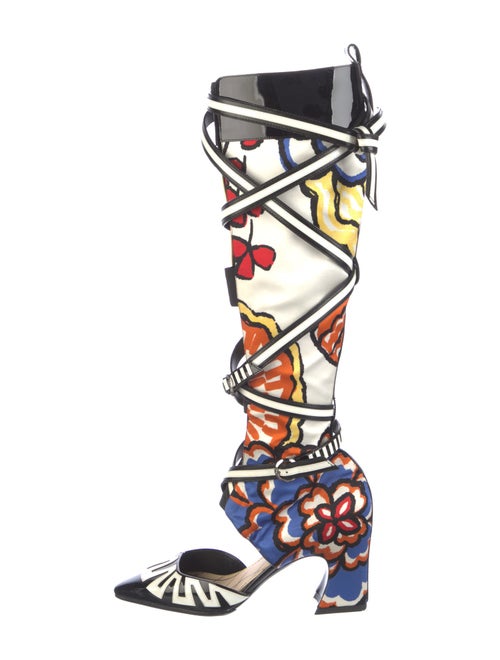 Louis Vuitton Satin Printed Lace-Up Boots