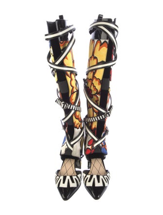 Louis Vuitton Satin Printed Lace-Up Boots