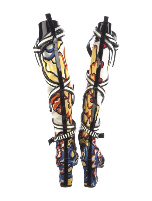 Louis Vuitton Satin Printed Lace-Up Boots