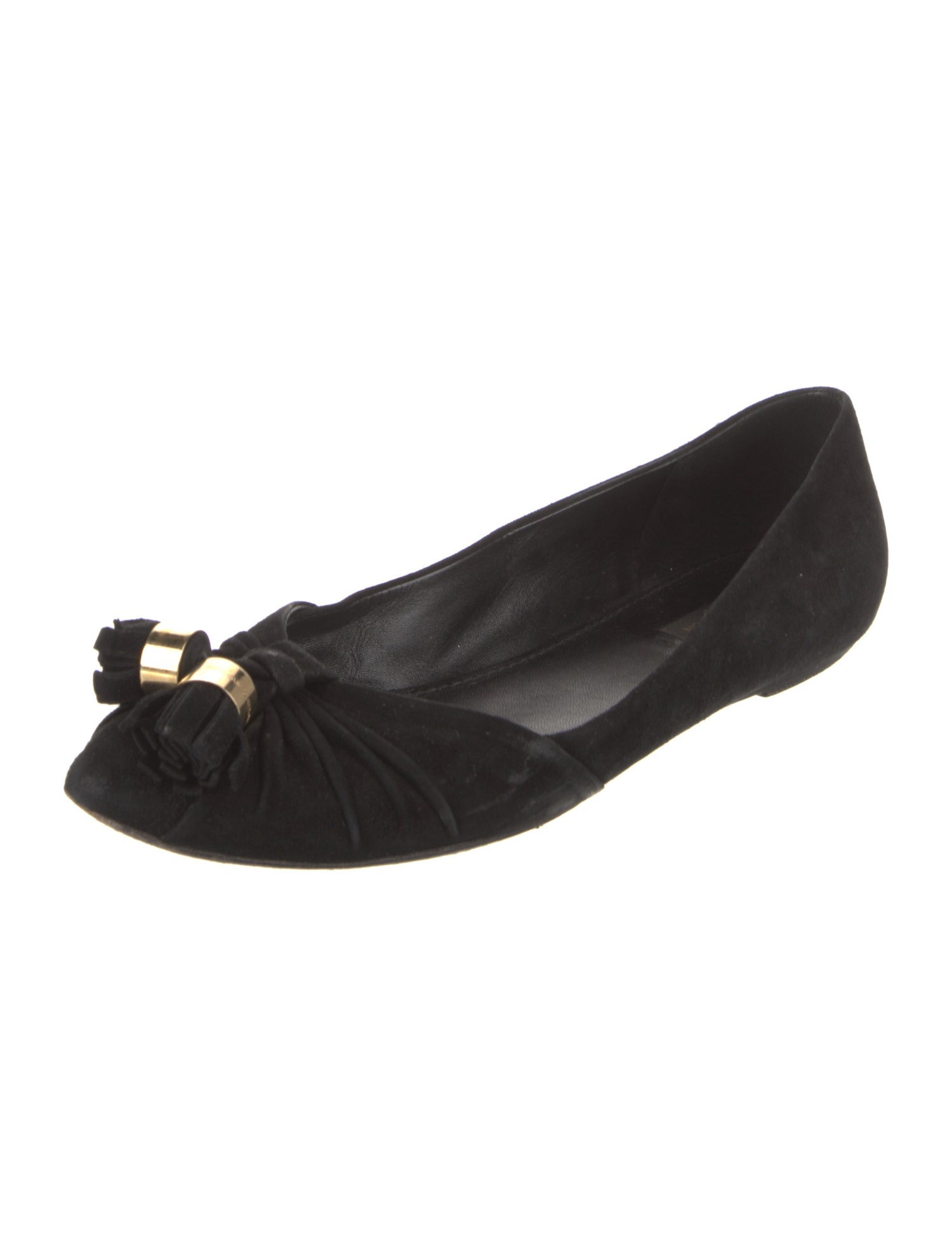Louis Vuitton Suede Tassel Accents Ballet Flats