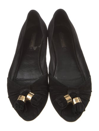 Louis Vuitton Suede Tassel Accents Ballet Flats