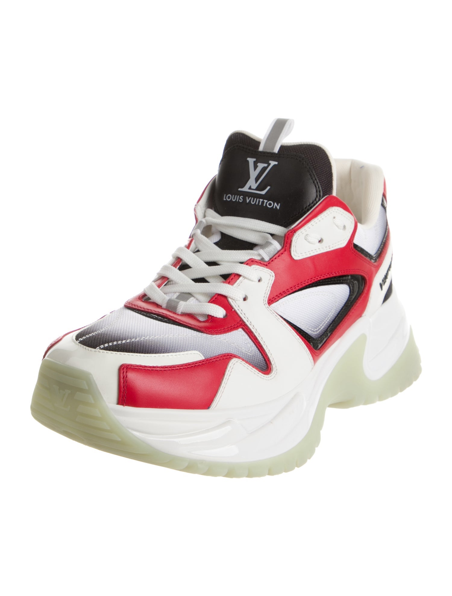 Louis Vuitton Leather Colorblock Pattern Chunky Sneakers