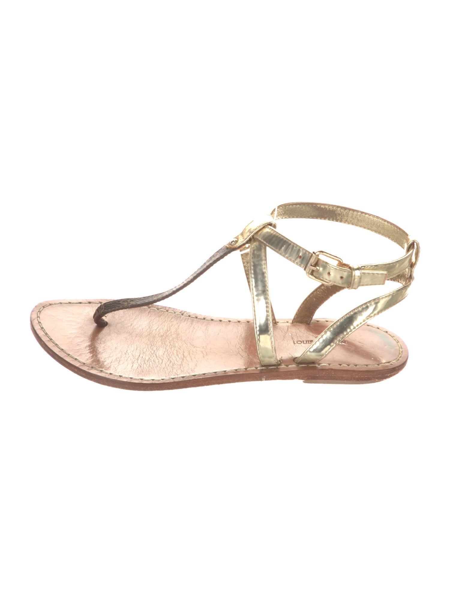 Louis Vuitton LV Monogram Leather T-Strap Sandals
