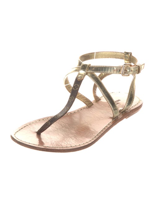 Louis Vuitton LV Monogram Leather T-Strap Sandals
