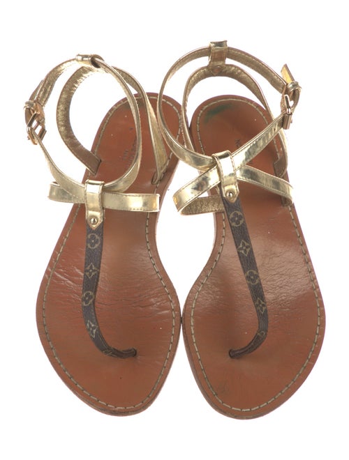 Louis Vuitton LV Monogram Leather T-Strap Sandals