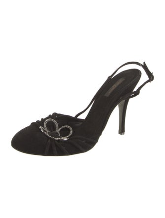 Louis Vuitton Suede Crystal Embellishments Slingback Pumps