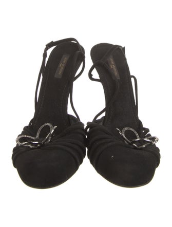 Louis Vuitton Suede Crystal Embellishments Slingback Pumps