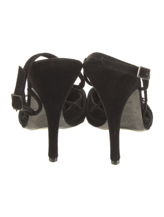 Louis Vuitton Suede Crystal Embellishments Slingback Pumps