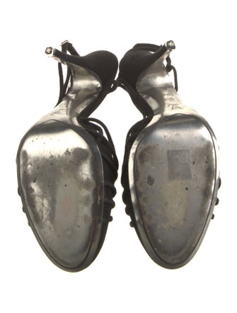 Louis Vuitton Suede Crystal Embellishments Slingback Pumps