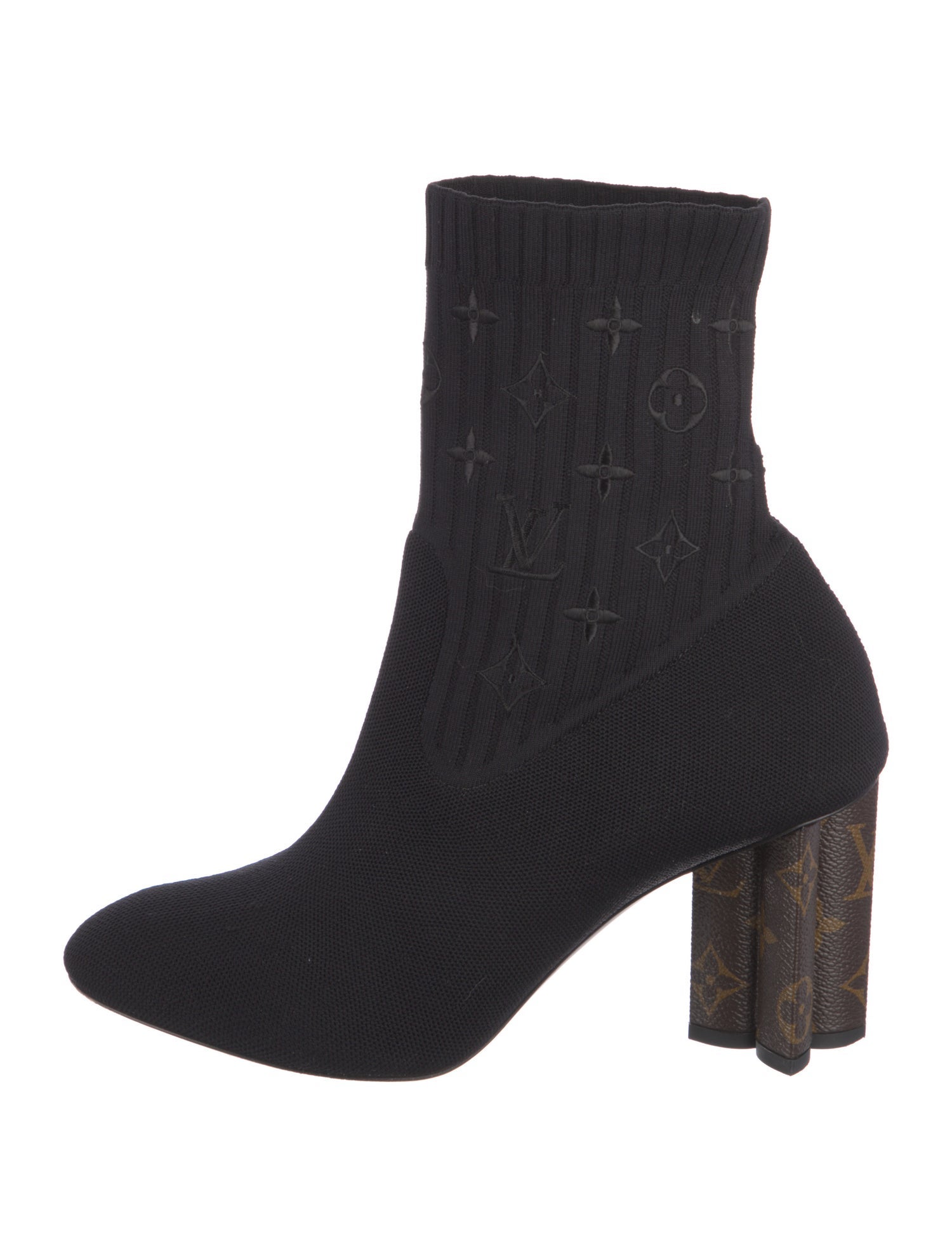 Louis Vuitton LV Monogram Embroidered Accent Sock Boots