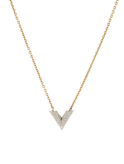 Louis Vuitton Crystal Essential V Pendant Necklace