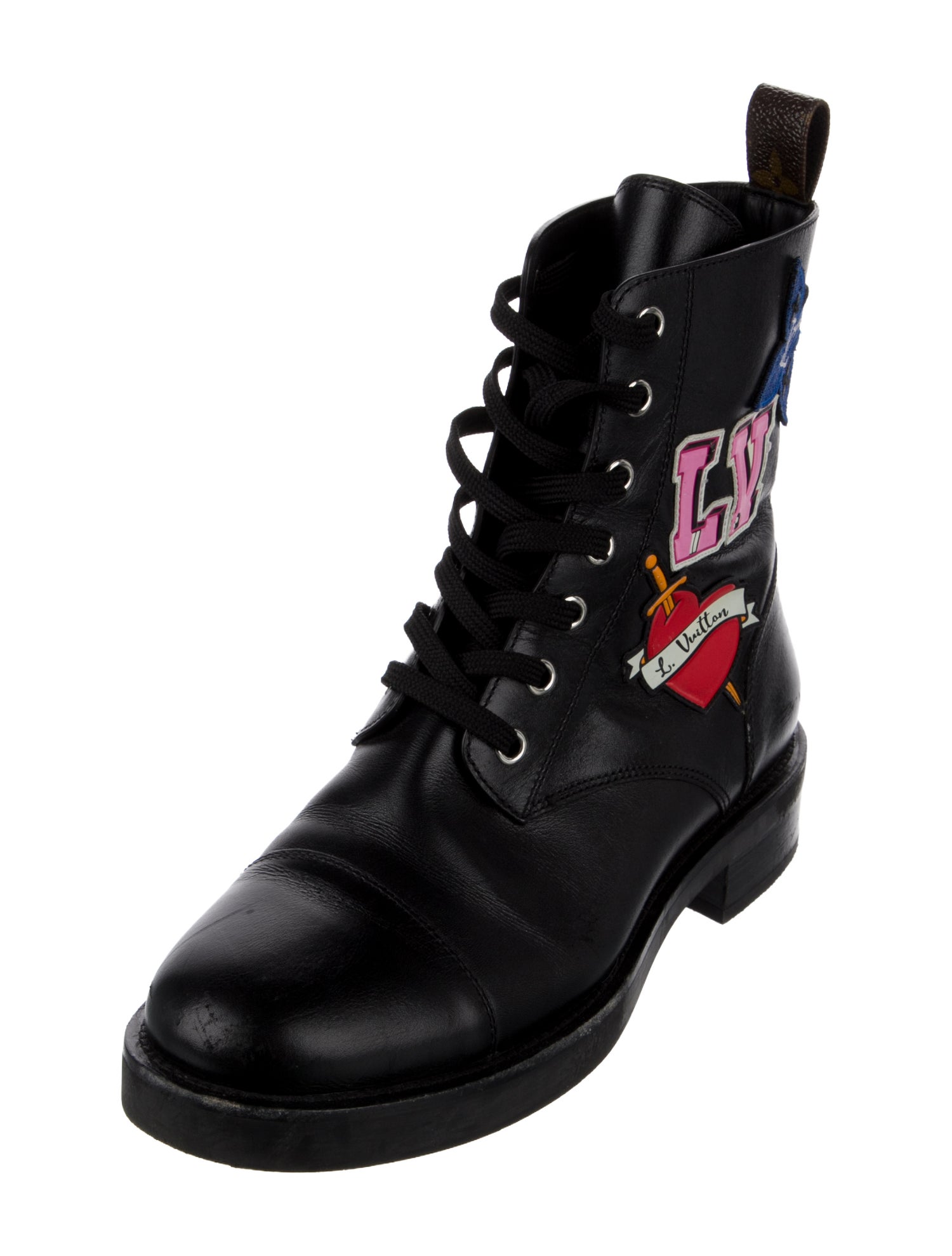 Louis Vuitton LV Monogram Leather Combat Boots