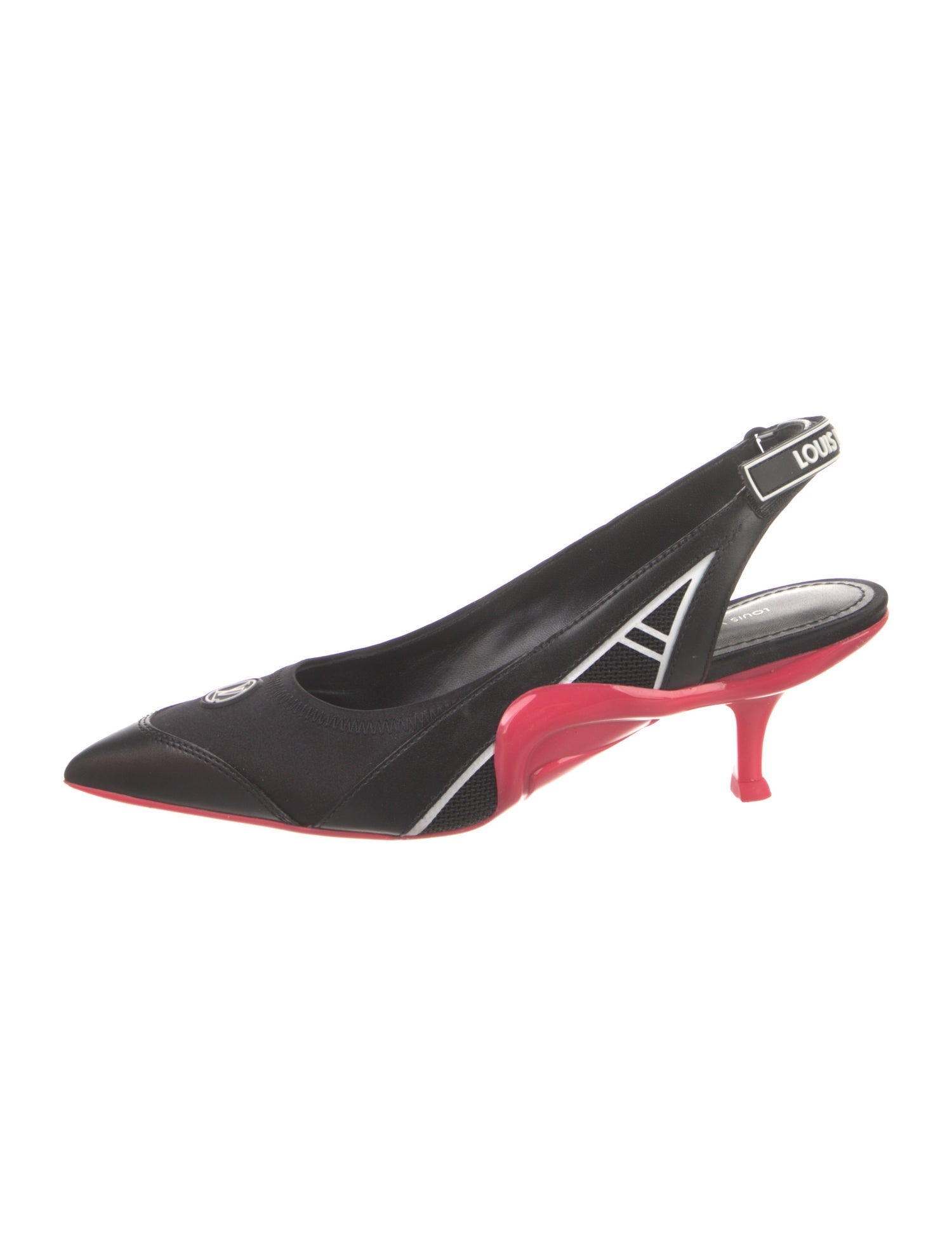 Louis Vuitton Satin Colorblock Pattern Slingback Pumps