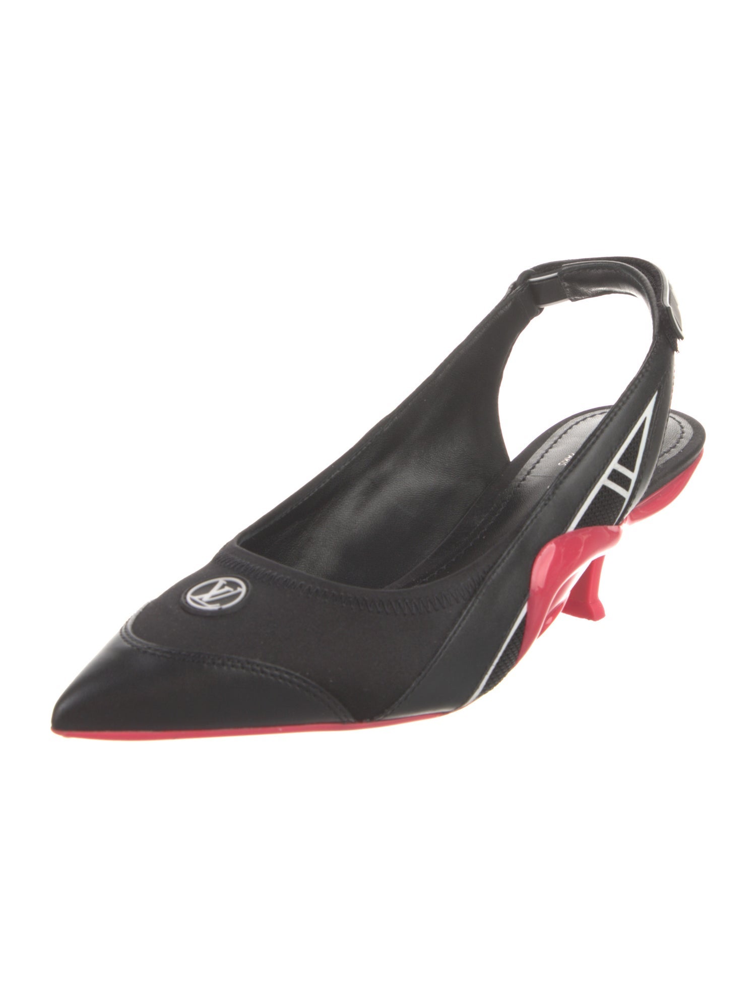 Louis Vuitton Satin Colorblock Pattern Slingback Pumps