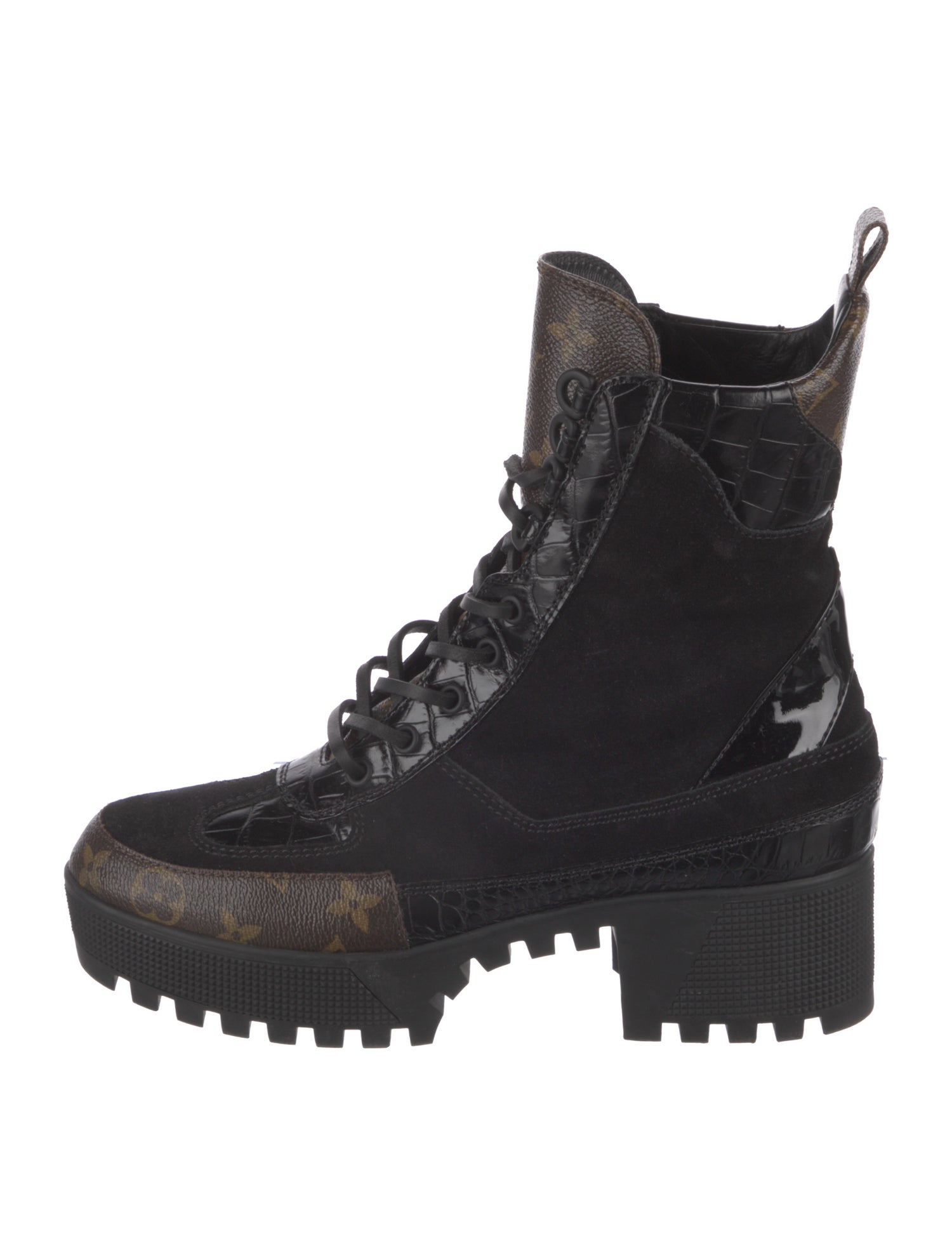 Louis Vuitton LV Monogram Suede Combat Boots