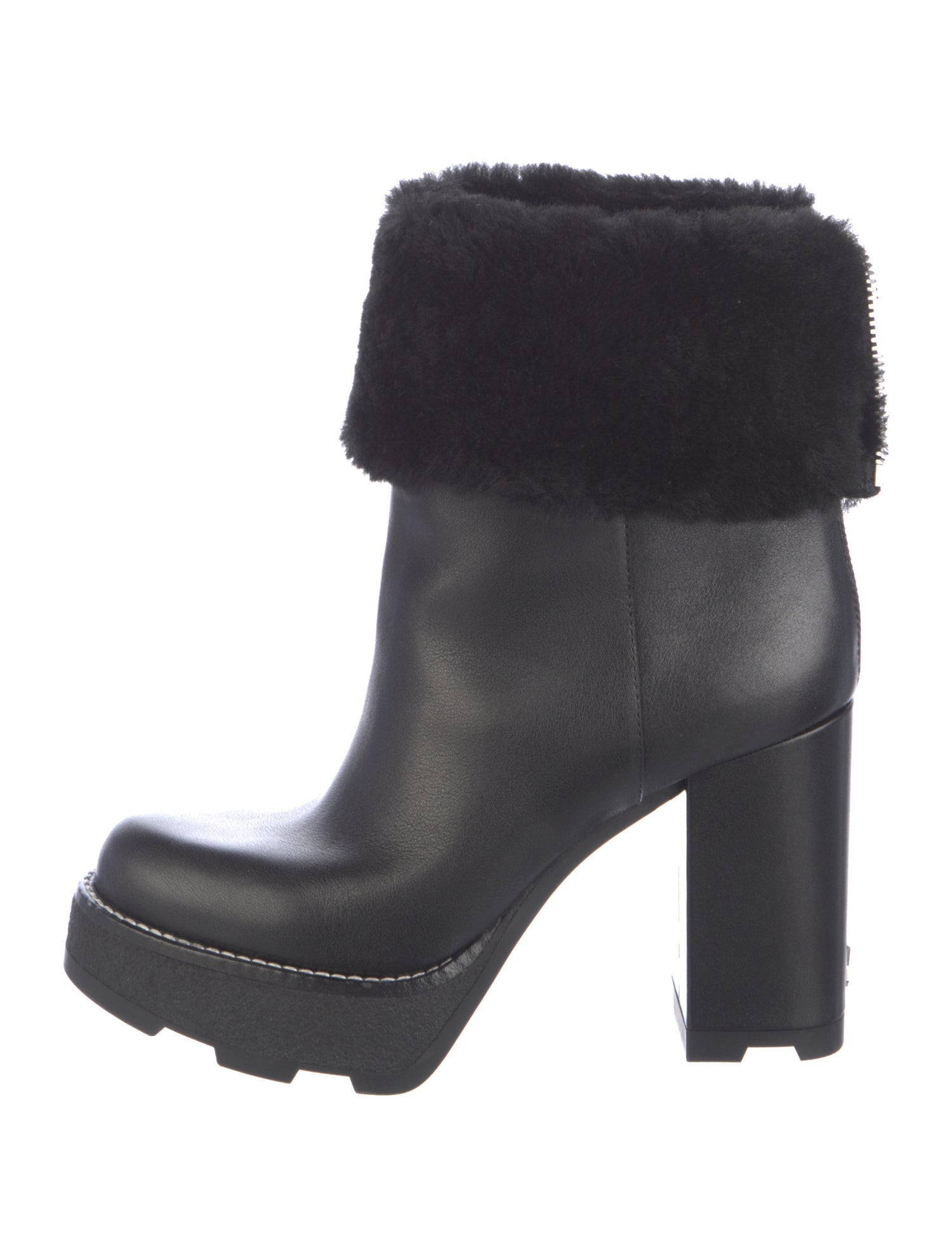 Louis Vuitton Leather Fur Trim Boots