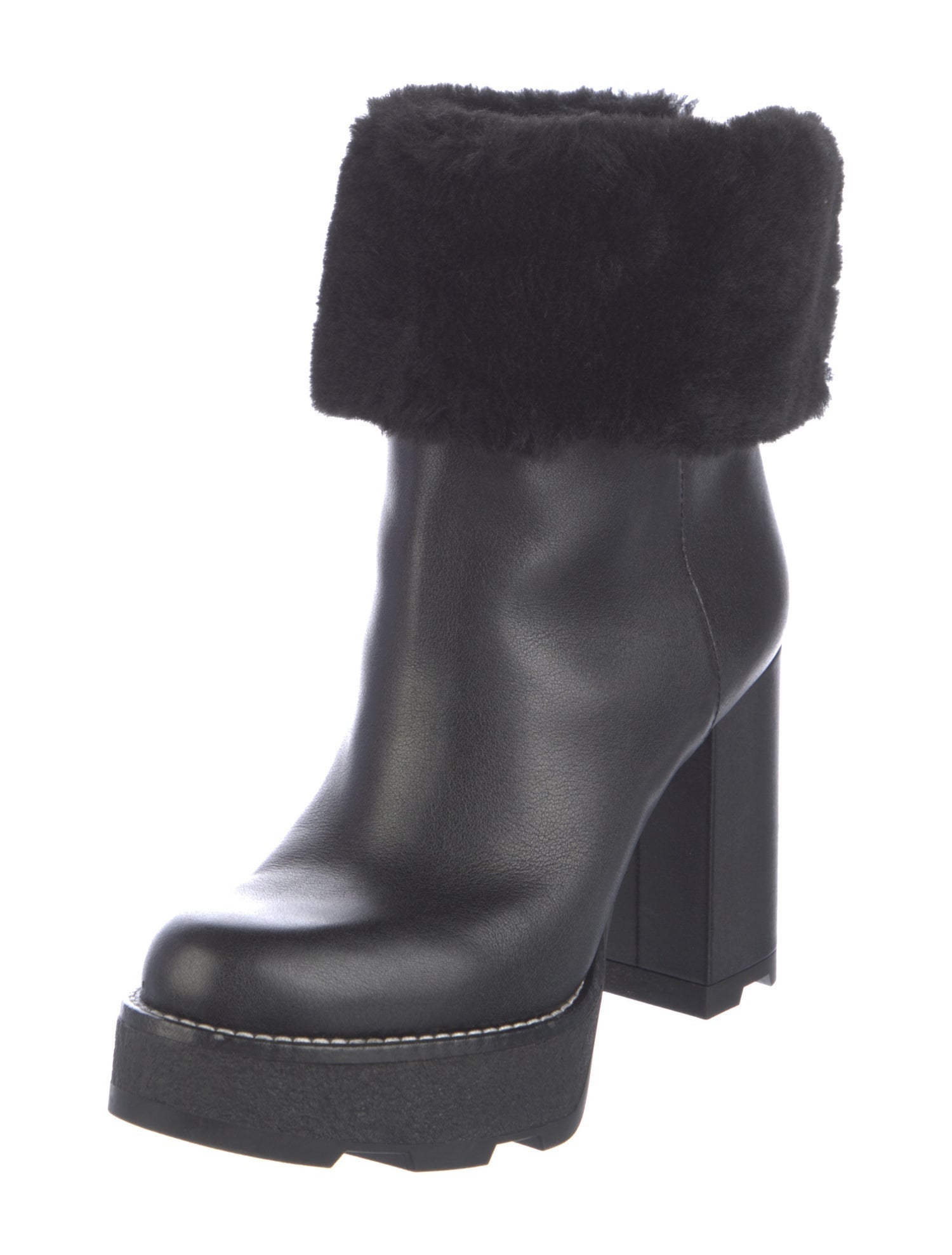 Louis Vuitton Leather Fur Trim Boots