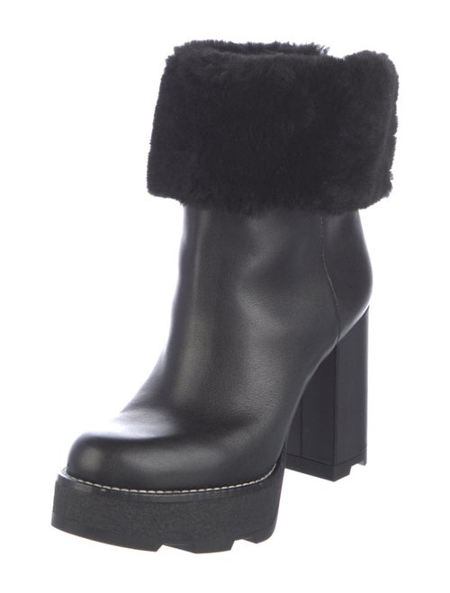 Louis Vuitton Leather Fur Trim Boots