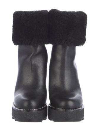 Louis Vuitton Leather Fur Trim Boots