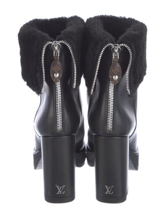 Louis Vuitton Leather Fur Trim Boots