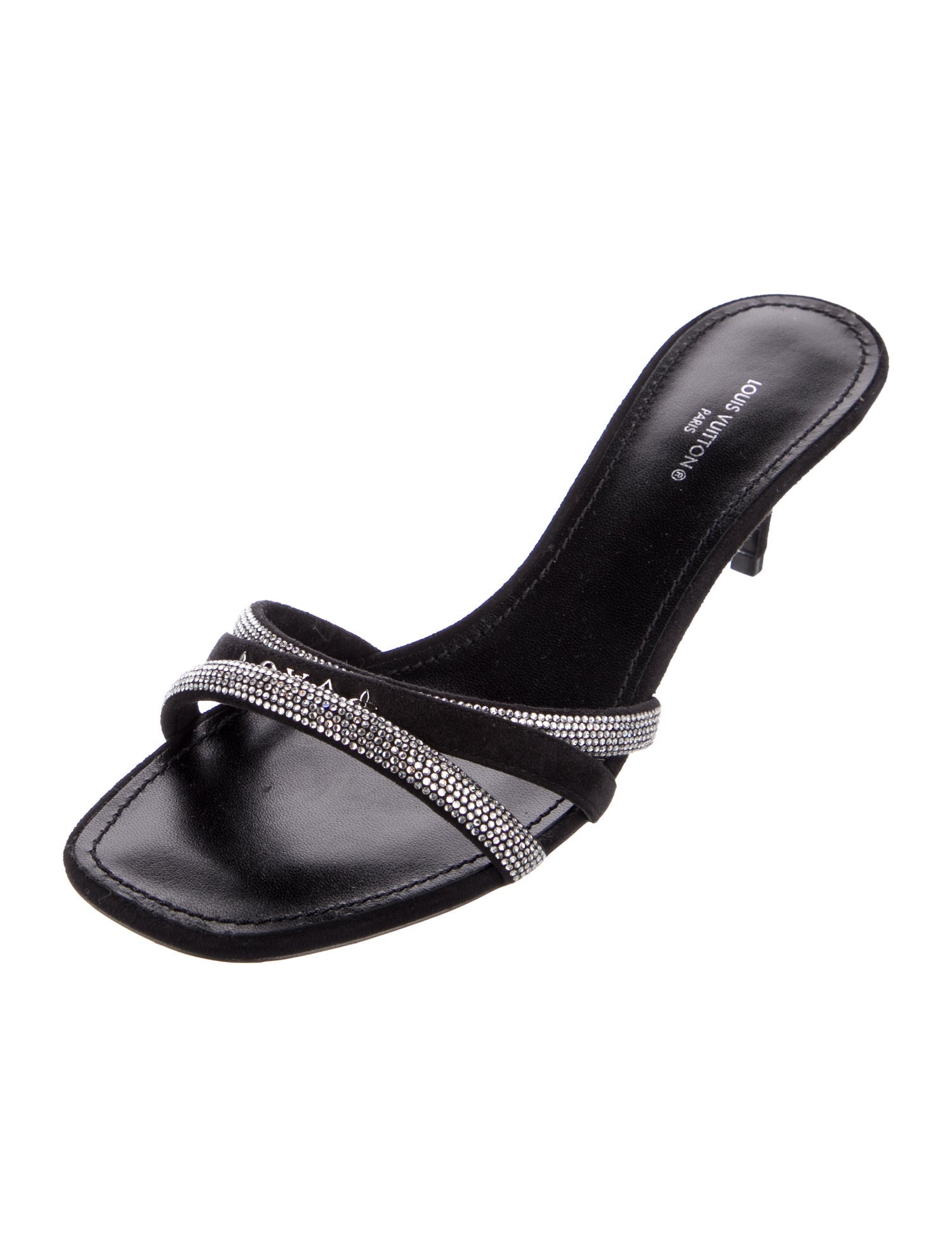 Louis Vuitton Suede Crystal Embellishments Slides