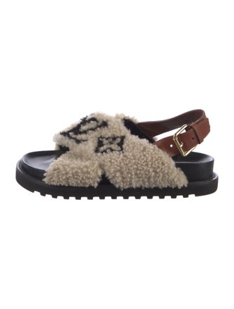 Louis Vuitton LV Monogram Shearling Slingback Sandals
