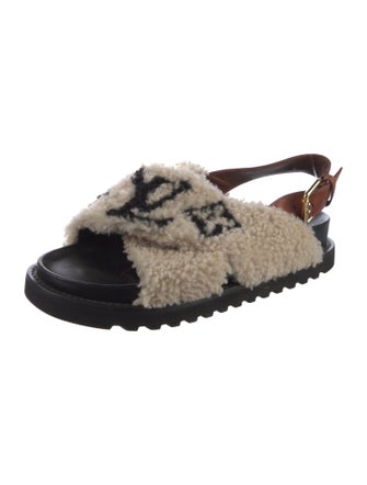 Louis Vuitton LV Monogram Shearling Slingback Sandals