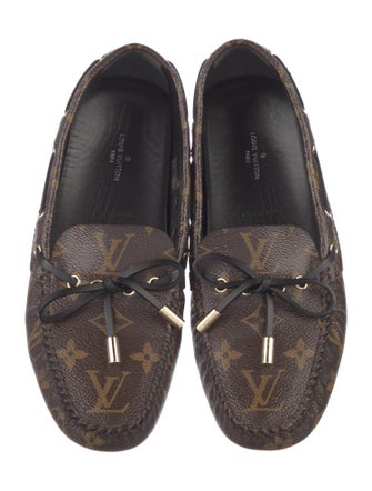 Louis Vuitton LV Monogram Leather Trim Embellishment Loafers